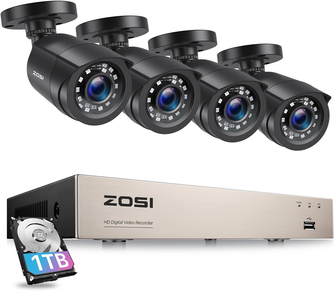 Kit 4 Caméra de Surveillance Extérieure avec Alerte Instantanée
