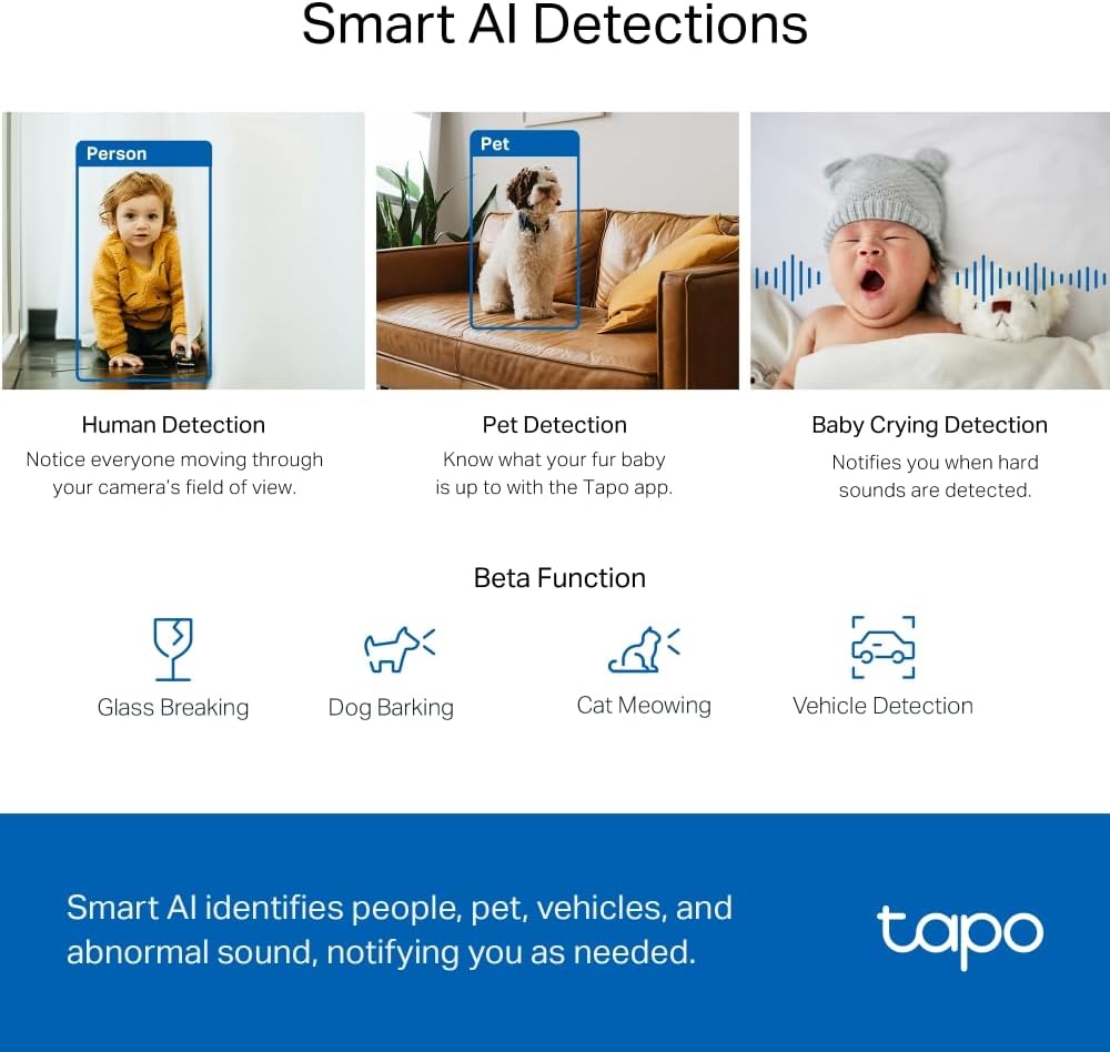 Caméra Surveillance WiFi intérieure 2k + Détection de personne