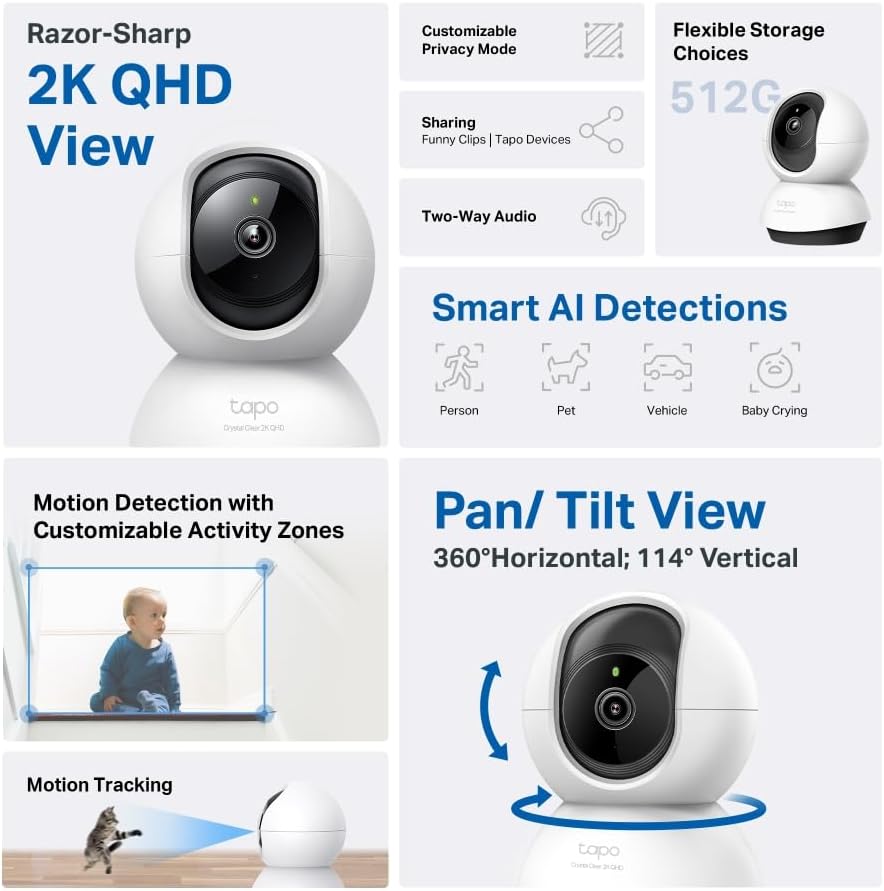 Caméra Surveillance WiFi intérieure 2k + Détection de personne