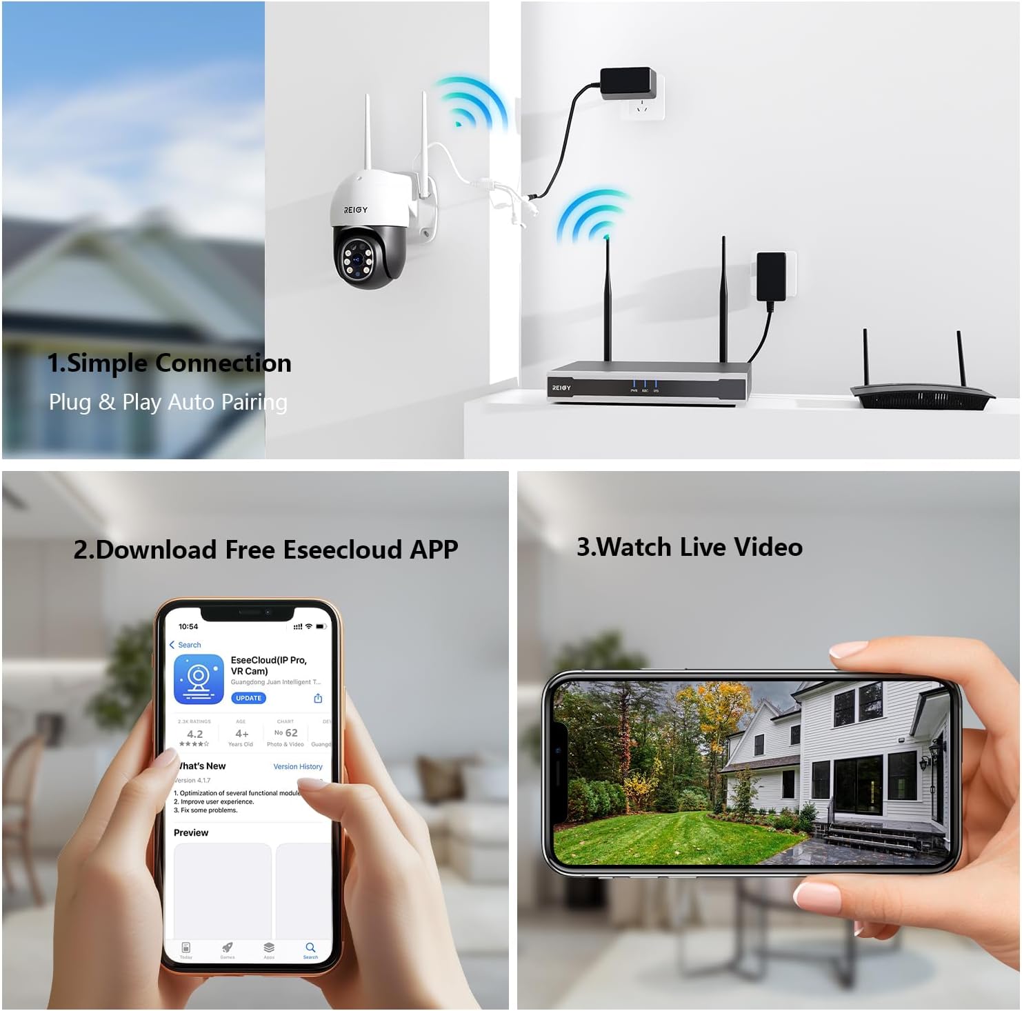 Kit Camera Surveillance WiFi Exterieure - Disque Dur 1To - Système Videosurveillance