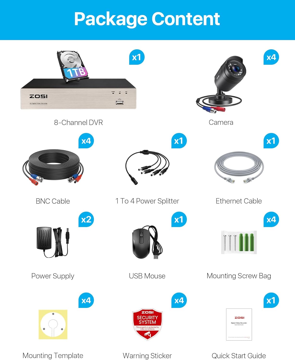 Kit 4 Caméra de Surveillance Extérieure avec Alerte Instantanée
