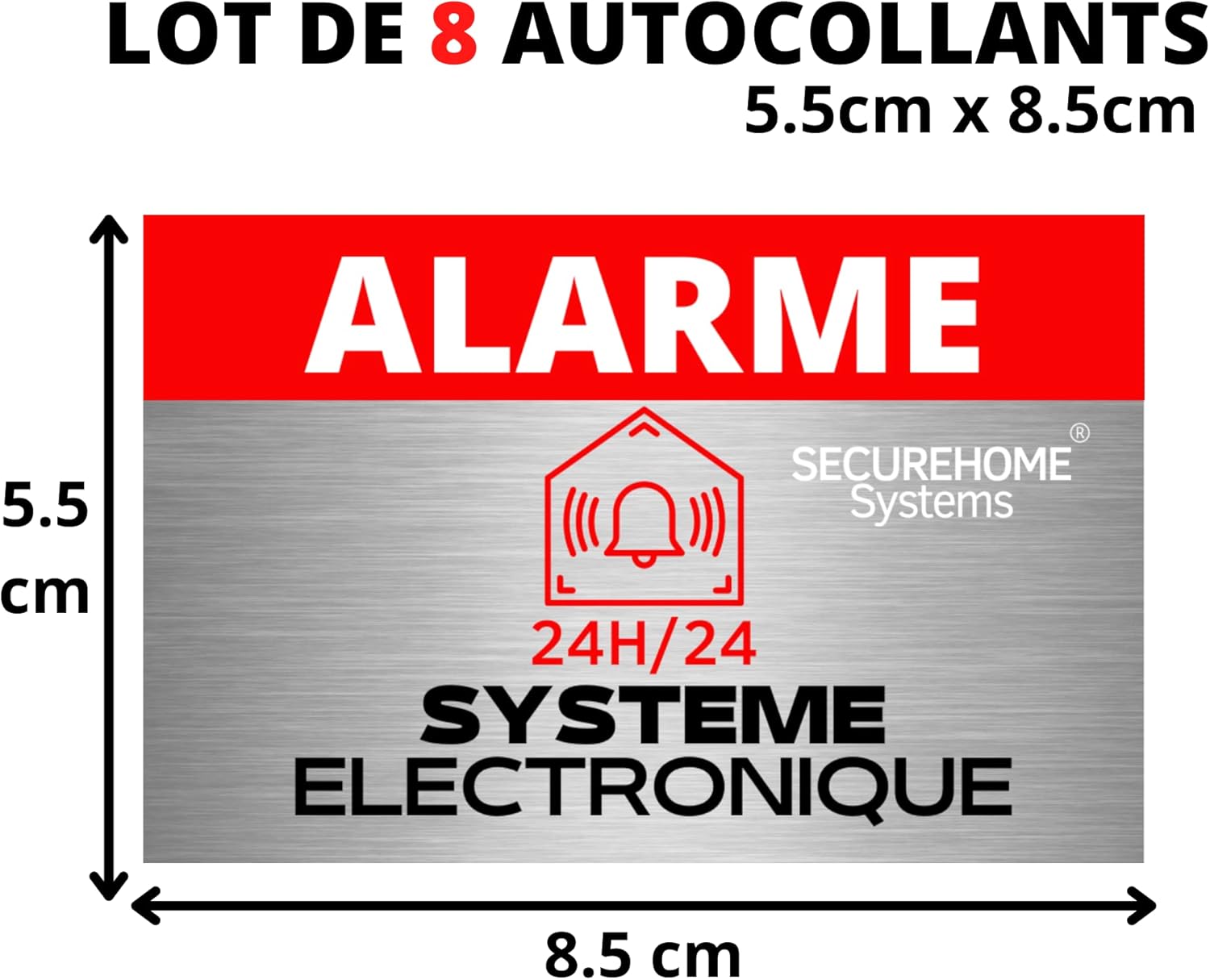 Lot de 8 autocollants - Effet dissuasifs