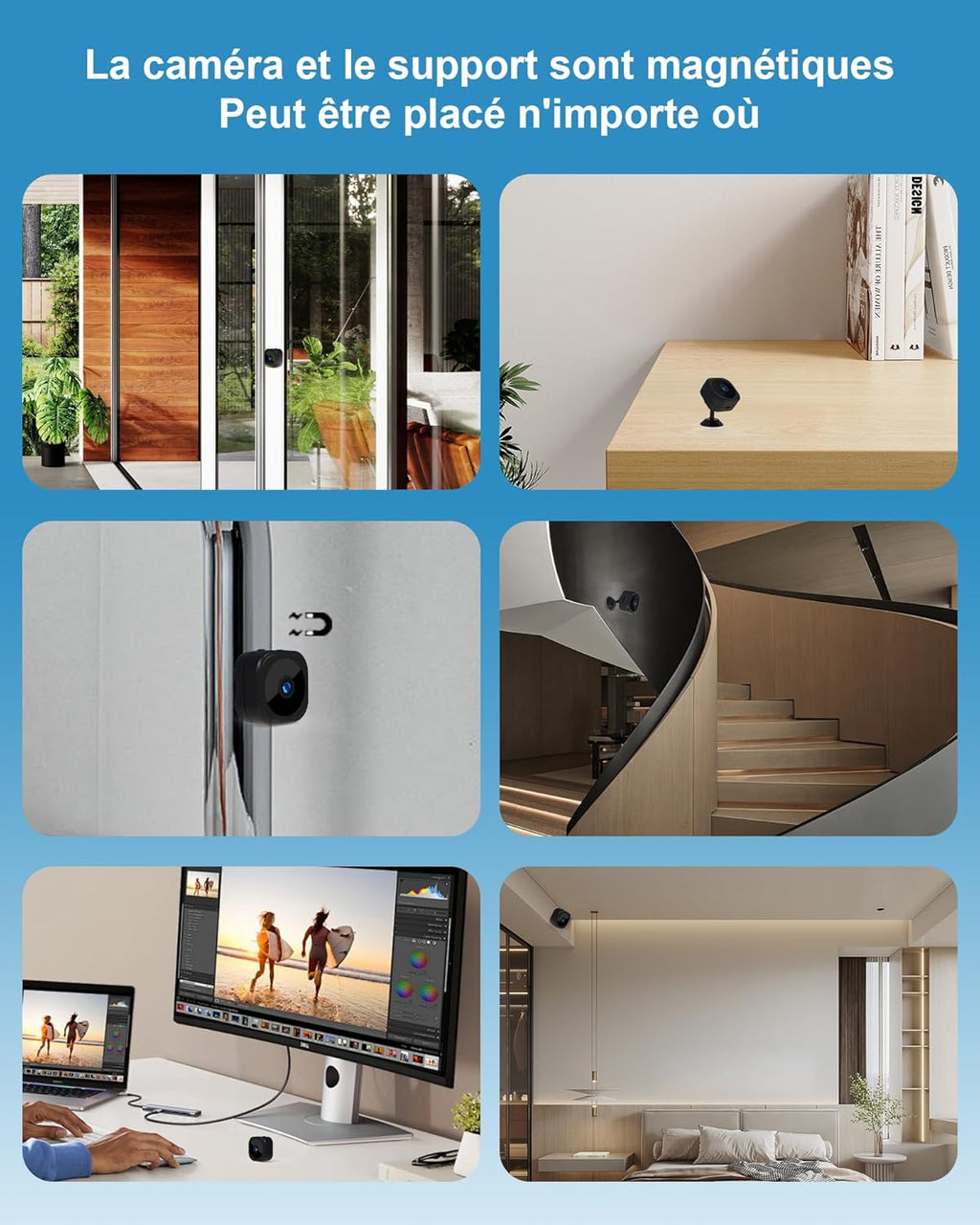 Camera Espion - Mini Caméra de Surveillance WiFi 1080P Intérieur/Extérieur