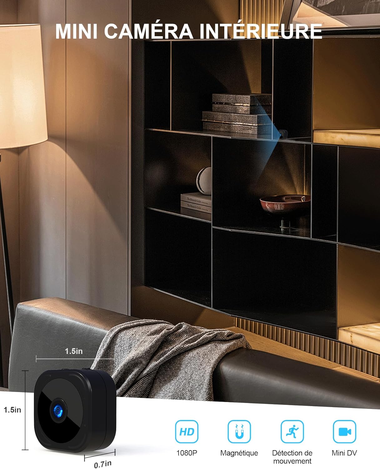 Camera Espion - Mini Caméra de Surveillance WiFi 1080P Intérieur/Extérieur