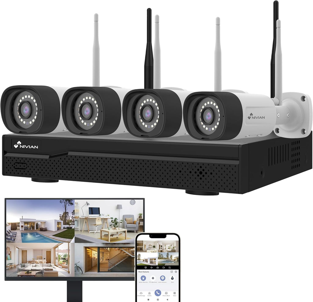 Kit de 4 caméras de surveillance professionnelles WiFi SuperHD avec 4 caméras