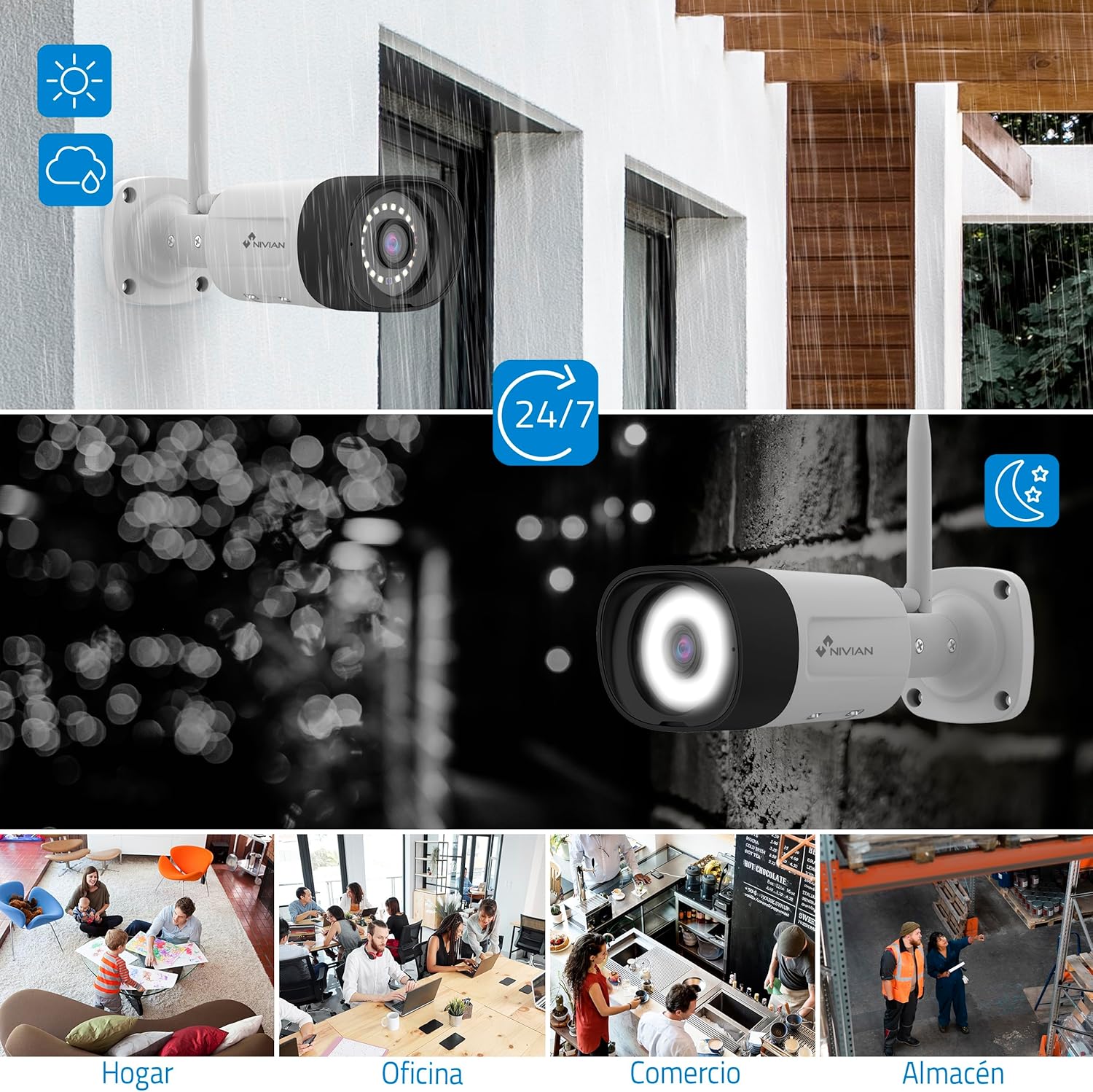 Kit de 4 caméras de surveillance professionnelles WiFi SuperHD avec 4 caméras